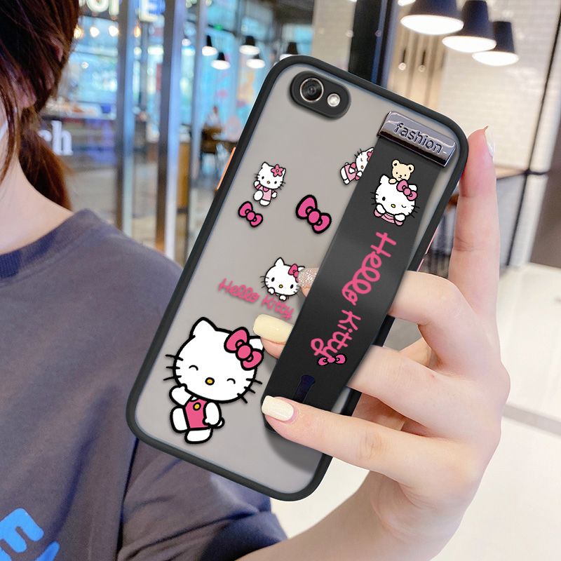 UCUC for VIVO V5 Wrist Strap Case Lovely KT Cat Wristband Printing Cover Shockproof Ultra Thin Phone Case
