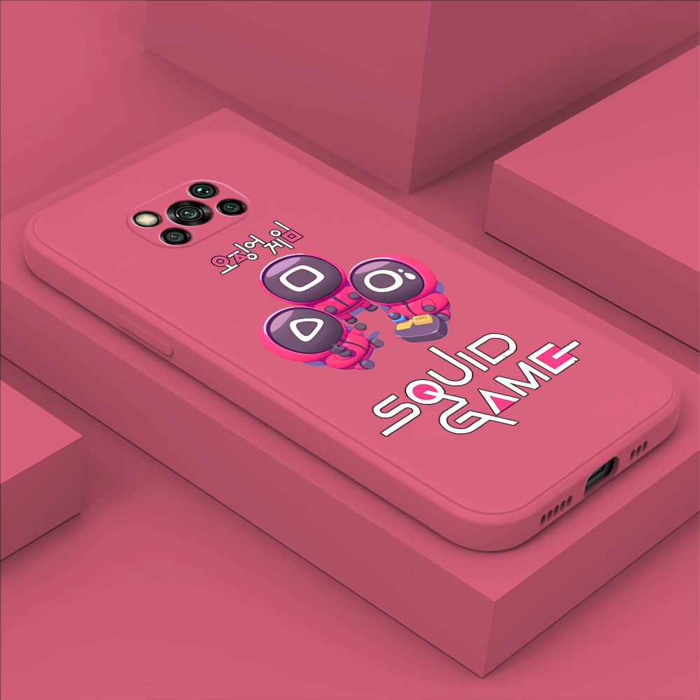 ZeroQiQi for Xiaomi Poco X3 NFC Case Cute Cartoon Cute Squid Character Phone Cover Square Liquid Silicone Shockproof Phone Protective Case