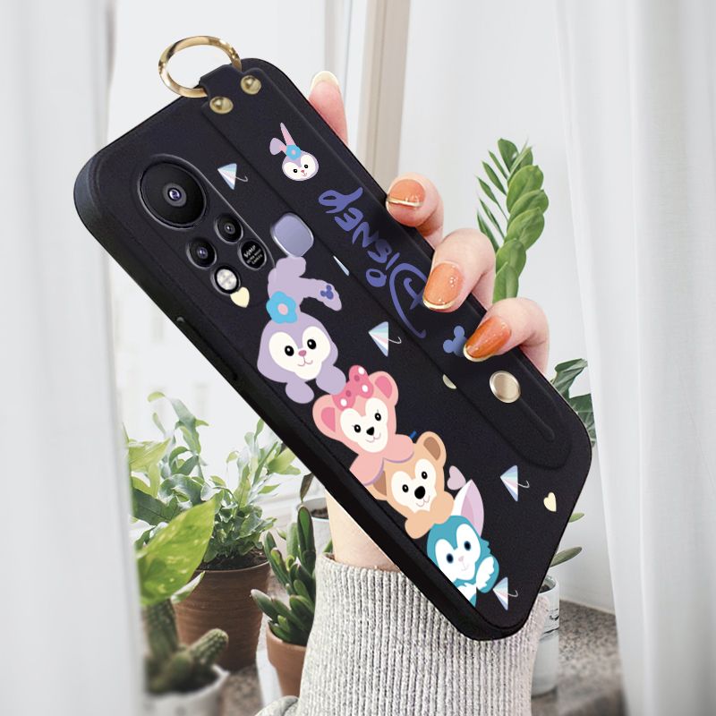 Jizetin for Infinix Hot 11S Back Cover Cartoon Onlookers StellaLou Wrist Strap Phone Case Candy Color shock proof Protective Phone Cases