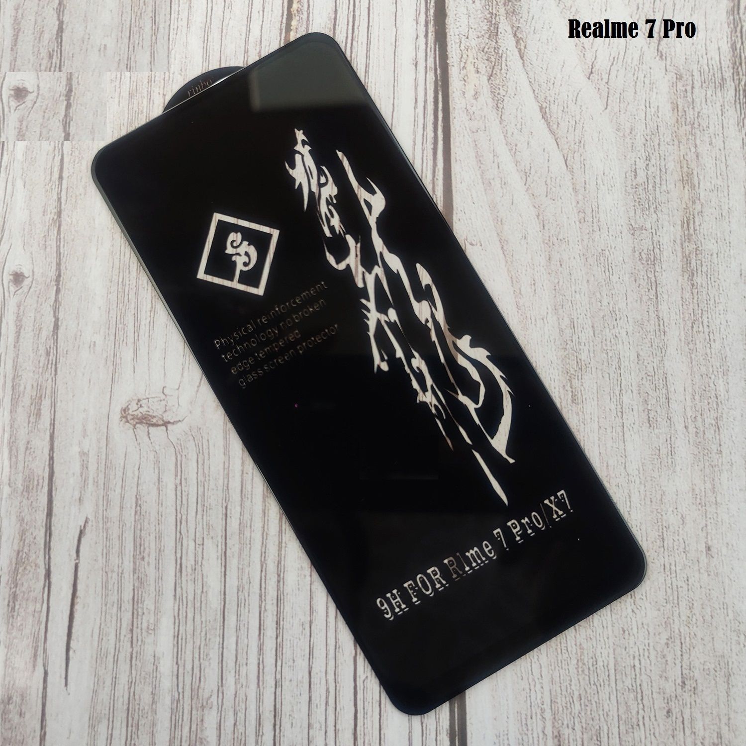 Realme 7 Pro Rinbo Type Full Screen Full Glue Tempered Glass Screen Protector 9H Hardness -Black