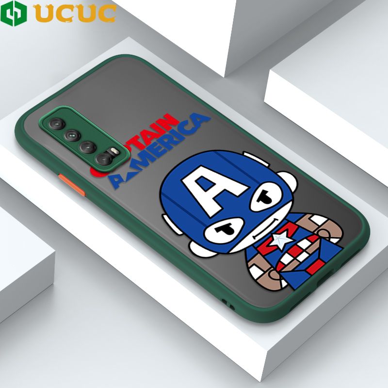 UCUC for Huawei Y7A Back Cover Captain America Frosted Transparent Hard Phone Case Thin Shockproof Full Cover Camera Protect Case