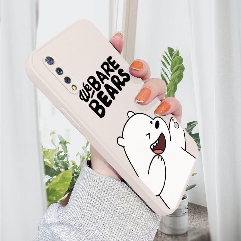 AMORVOR for Vivo S1 Back Cover Cartoon Cute Panda Side design Soft Case Liquid Silicone Phone Cases