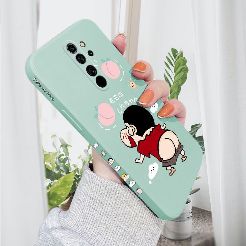 AMORVOR for Redmi Note 8 Pro Back Cover Cute Cartoon Crayon Shin-Chan Side design Soft Case Liquid Silicone Phone Cases