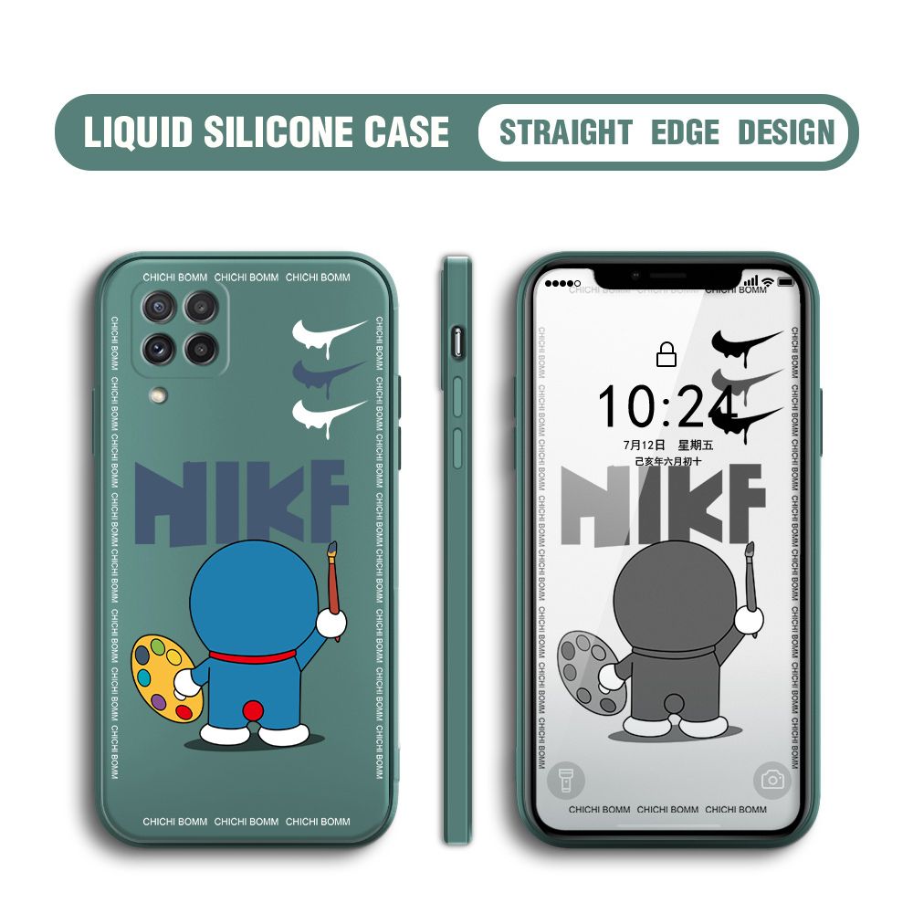 BILI for Samsung Galaxy A22 / M22 Back Cover Cartoon Clown Multicolor Liquid Silicone Phone Case Soft Square Lens Protection Phone Cases