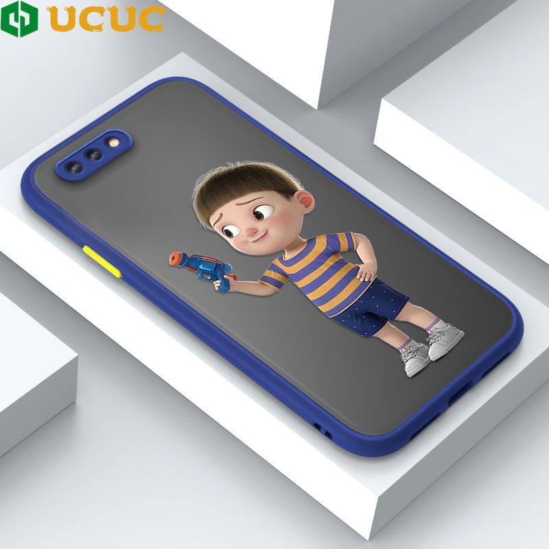 UCUC for OPPO A12E / A3S / Realme C1 Back Cover Naughty Little boy Frosted Transparent Hard Phone Case Thin Shockproof Full Cover Camera Protect Case