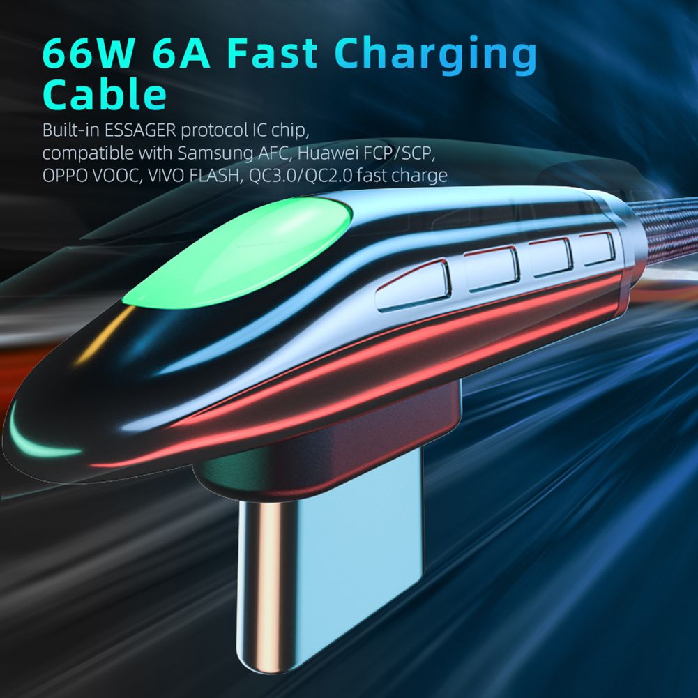 Essager 66W USB Type C Cable For Huawei Mate 40 Pro Samsung LED 5A Fast Charging