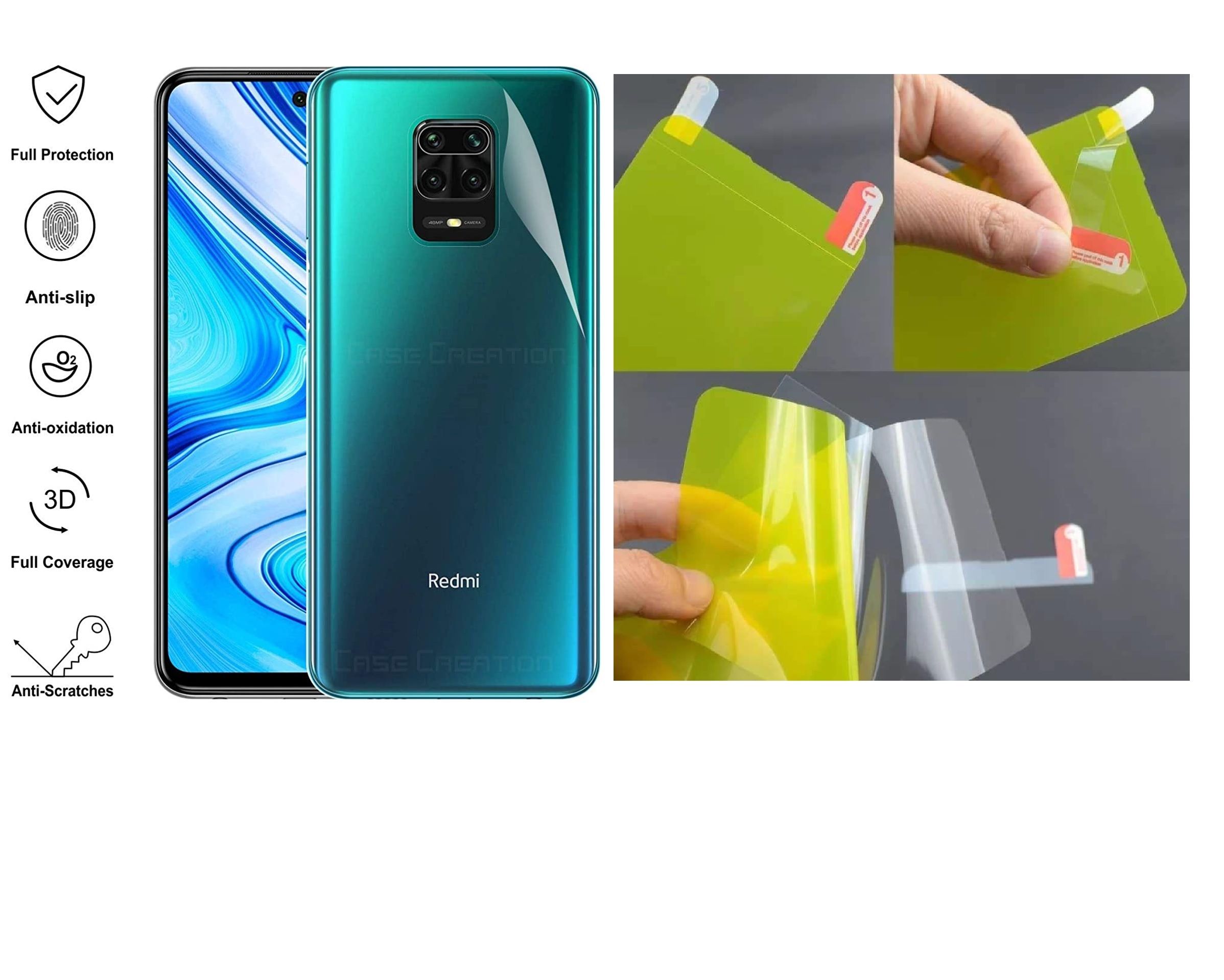 For Xiaomi Redmi Note 9 Pro Crystal Clear Back Skin (Gel Poly not Glass) 3D Real Transparent Skin Glossy Finish