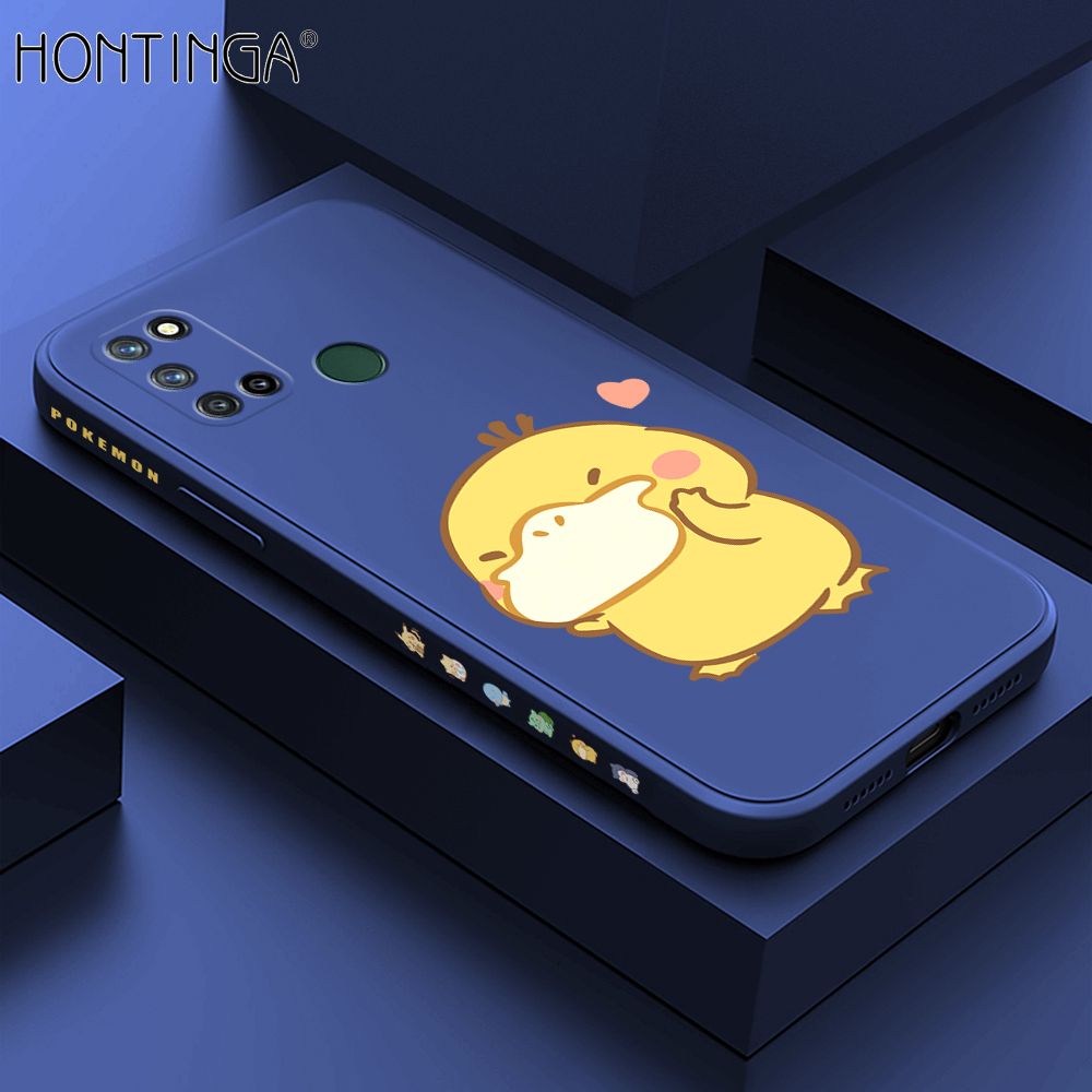 Hontinga for Realme 7I C17 Case Side Design Trendy Cartoon Sign Back Cover Soft Square Edge Pattern Liquid Silicone Phone Cases
