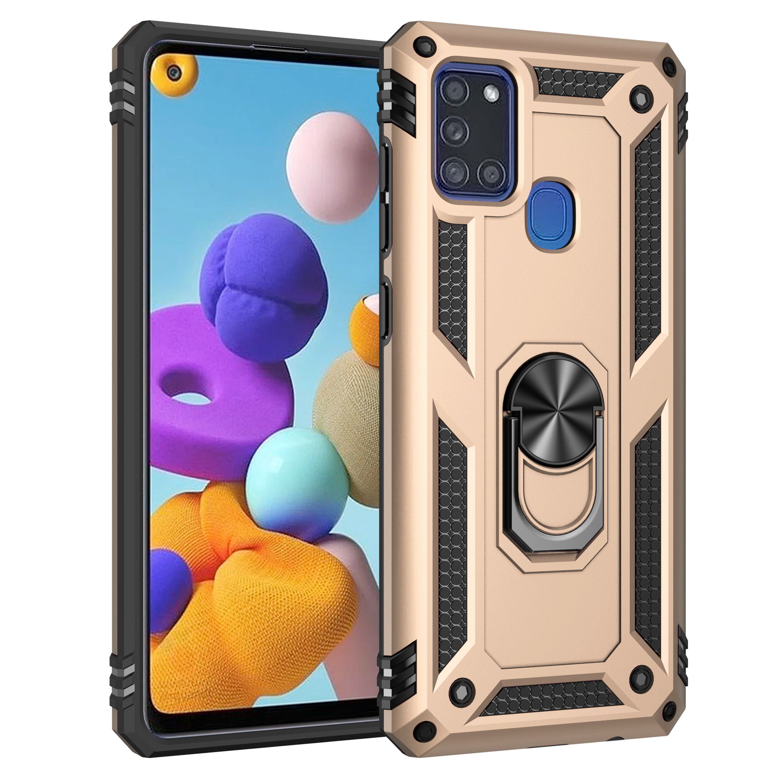 Rugged Armor Shockproof Phone Case For Samsung Galaxy A02S A81 A91 A02 A01A31 A11 A41 A21 A21S Kickstand Protection Case Cover