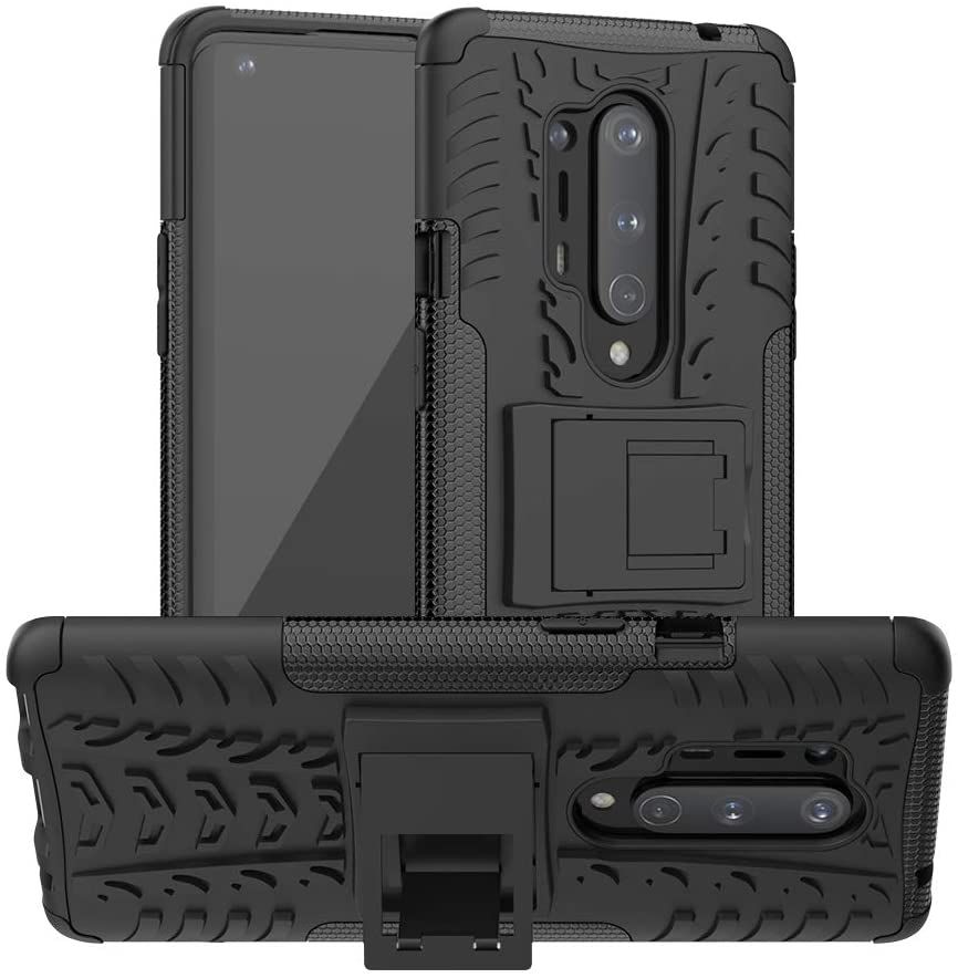 Oneplus 8 Pro Case,1+8 Pro Case, Shockproof Hybrid Slim Dual Layer Rugged Rubber Hybrid Hard/Soft Impact Armor Defender Full Body Protective Case with Kickstand for Oneplus 8 Pro/ 1+8 Pro