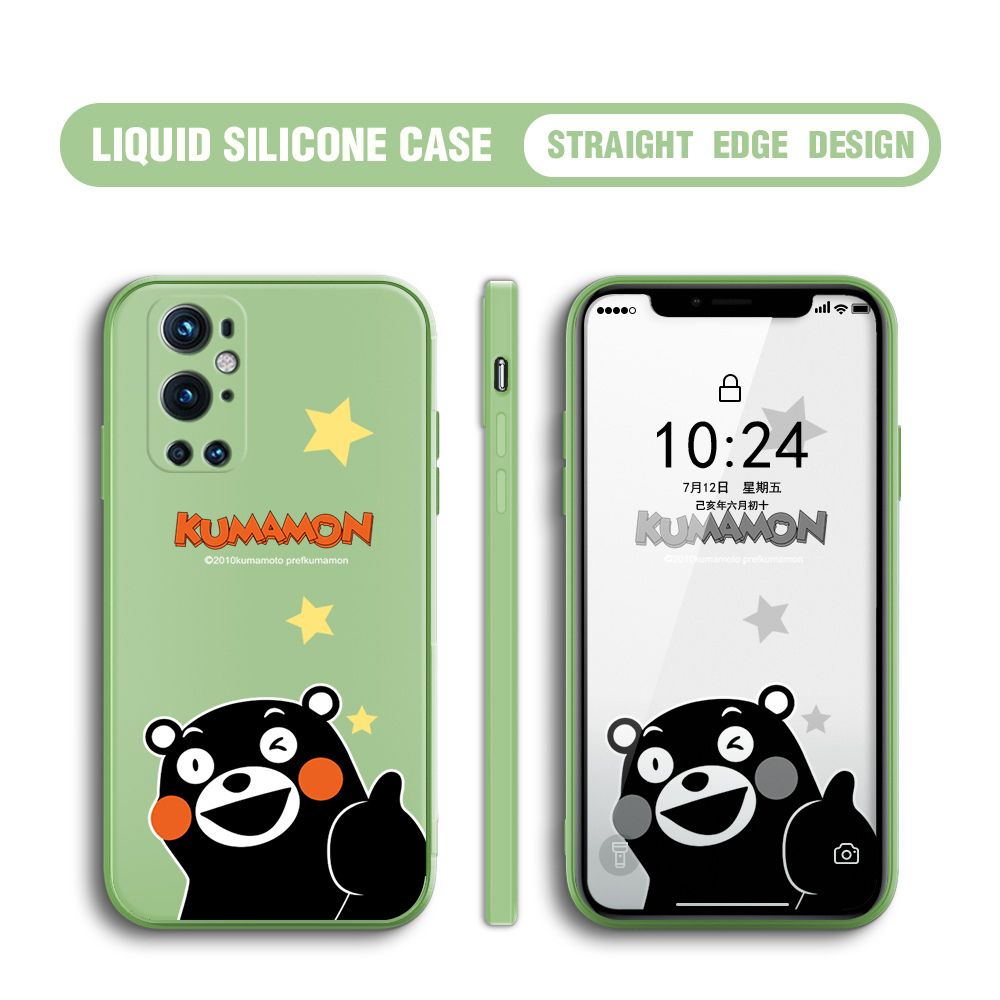 BILI for OnePlus 9 Pro Back Cover Black Bear Multicolor Liquid Silicone Phone Case Soft Square Lens Protection Phone Cases