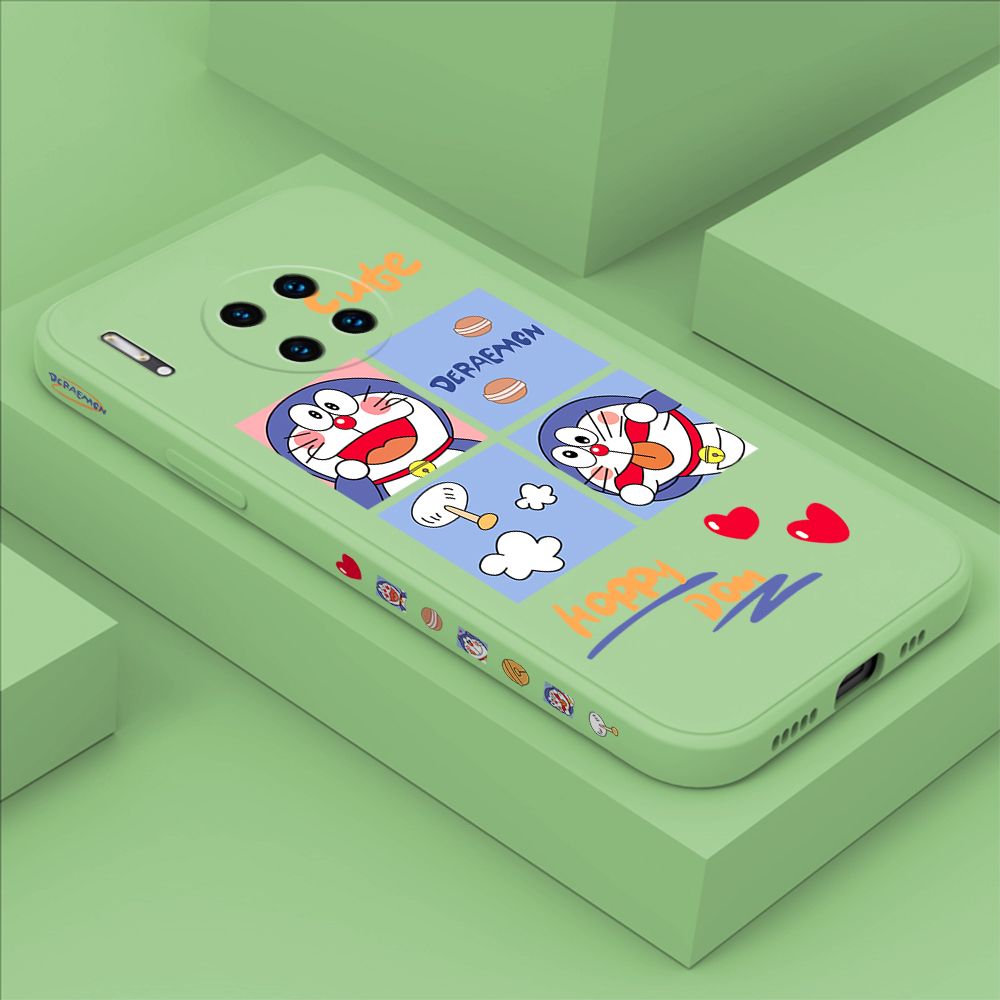 Hontinga for Huawei Mate30 Pro Case Side Design Cartoon Cute Cat Back Cover Soft Square Edge Pattern Liquid Silicone Trend Phone Cases
