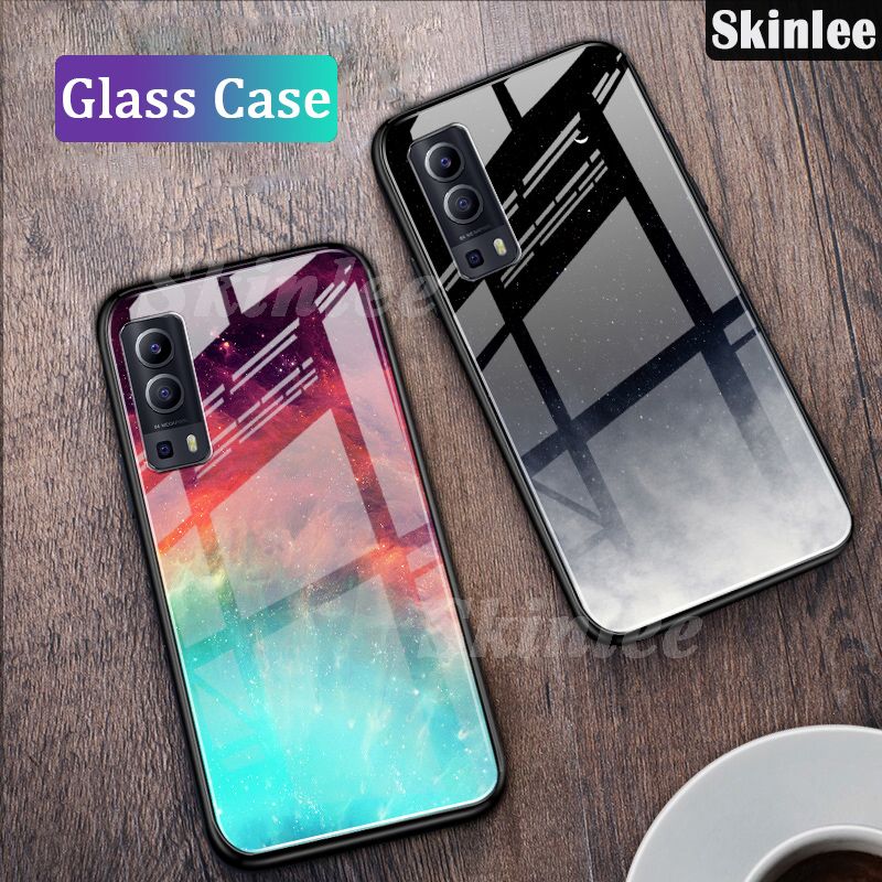 Phone Case VIVO Y72 5G Back Tempered Glass Back Cover Instagram Starry Sky Design Cases for VIVO Y72 5G Cover Shell Mirror Glass