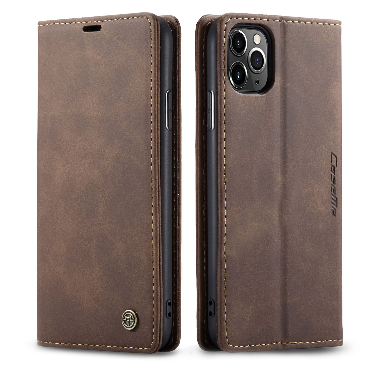For Apple iPhone 11 Pro Retro PU Leather TPU Inner Wallet Case Card Slots Magnetic Closure Flip Stand Casing Cover