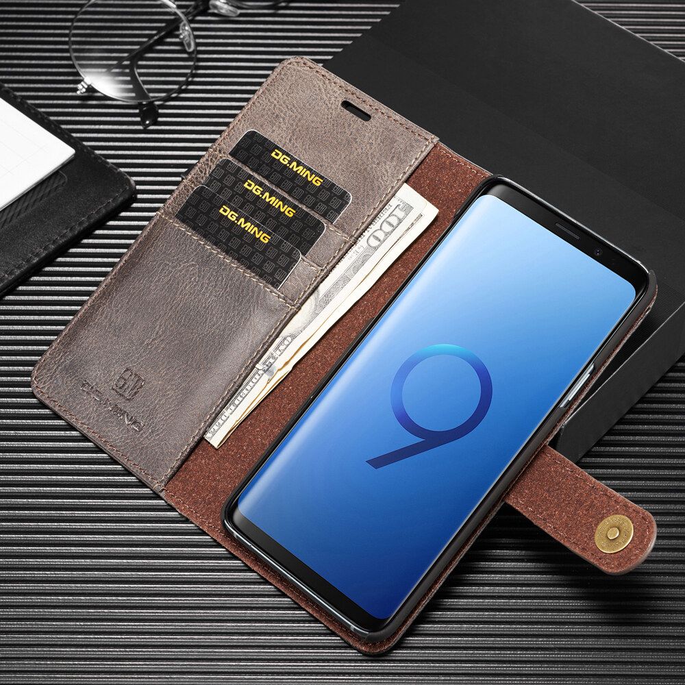 For Samsung Galaxy S9 Split Type Magnetic Attraction and Buckle Premium Leather Wallet Protective Case Cover