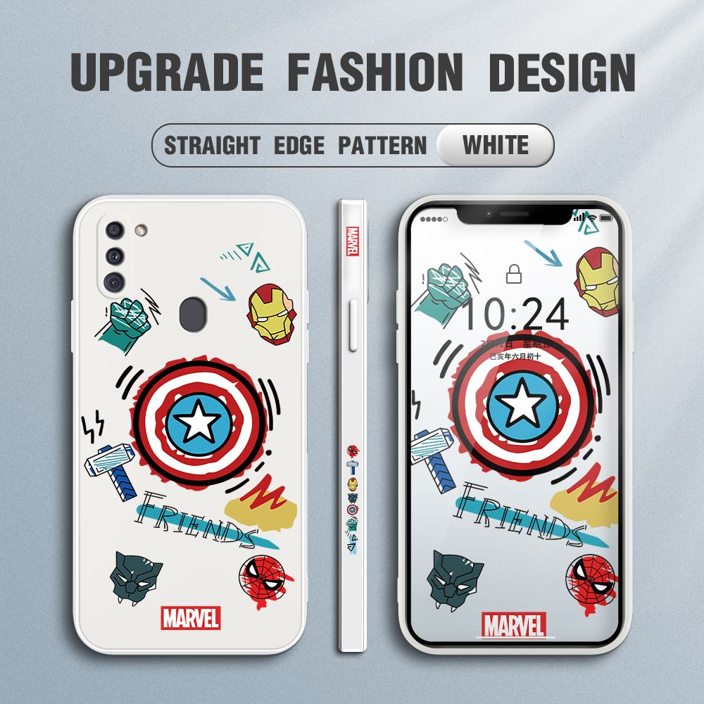 Jizetin for Samsung Galaxy A11 / M11 Back Cover Hero Props Side Design Liquid Silicone Phone Case Soft Full Camera Protect Phone Cases