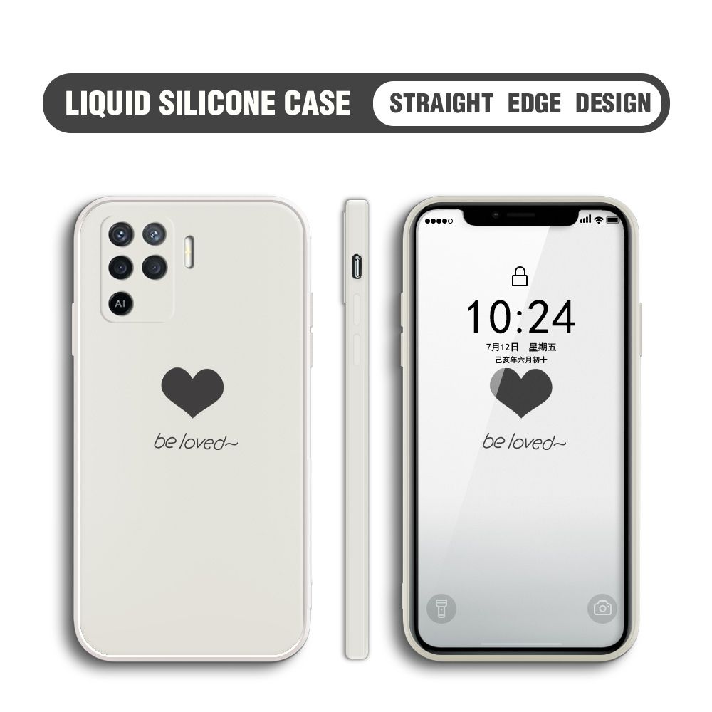 Jizetin for OPPO F19 Pro / A94 / Reno 5F / Reno 5 Lite Back Cover Little Love Multicolor Liquid Silicone Phone Case Soft Square Lens Protection Phone Cases