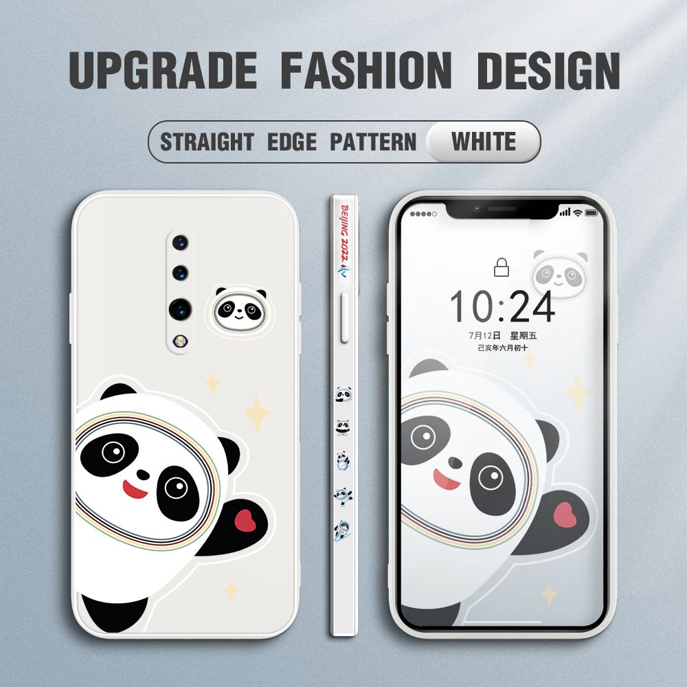 FHKL for OnePlus 7 Pro Back Cover Bing Dwen Dwen Side design Soft Case Multicolor Liquid Silicone Phone Cases