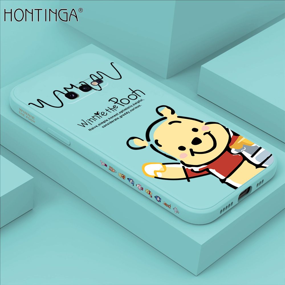 Hontinga for Samsung S10E Case Side Design Hello Little Bear Back Cover Soft Square Edge Pattern Liquid Silicone Trend Phone Cases