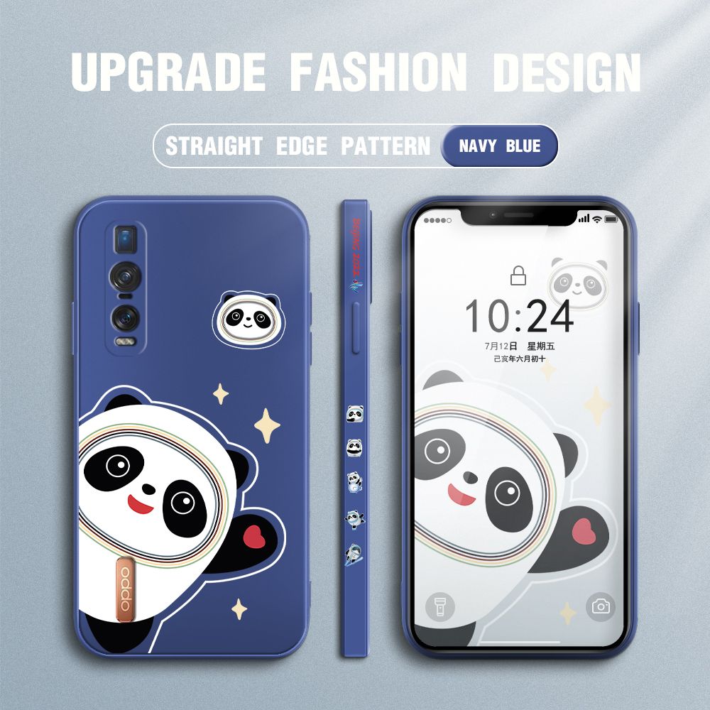 FHKL for OPPO Find X2 Pro Back Cover Bing Dwen Dwen Side design Soft Case Multicolor Liquid Silicone Phone Cases