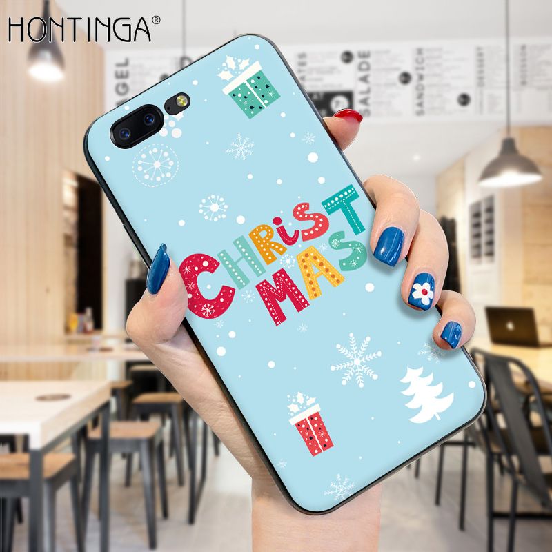 Hontinga for OnePlus 5 Case Merry Christmas Gifts for Girls Boys Phone Cover Shockproof Soft Silicone TPU Cases