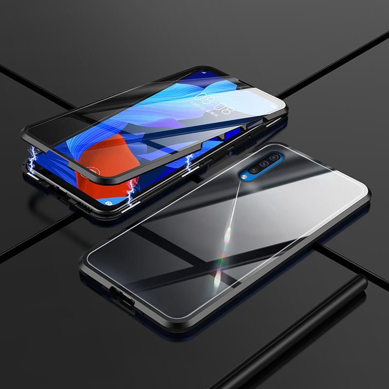 360° Full Body Magnetic Adsorption Case for Samsung Galaxy A50 / A50S / A30S Phone Case Double Sided Tempered Glass Metal Bumper Case