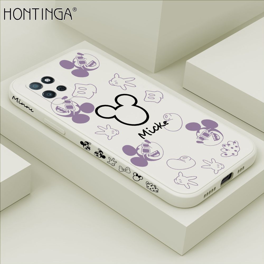 Hontinga for Realme V11 5G Case Side Design Cute Mouse Avatar Back Cover Soft Square Edge Pattern Liquid Silicone Trend Phone Cases
