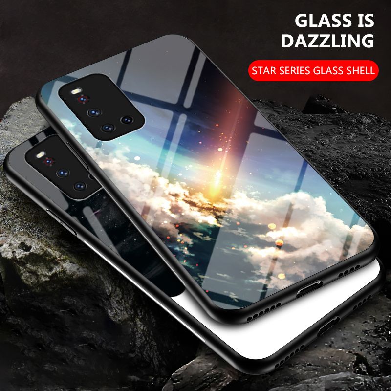 Back Cover For Vivo V19 Case Moon and Star Tempered Glass Protector Protection Cover for Vivo V19 Phone cases