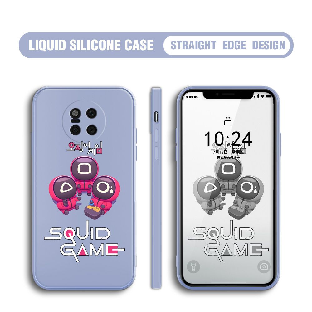 UCUC for Huawei Mate 20 Pro Case Cute Cartoon Cute Squid Character Phone Cover Square Liquid Silicone Shockproof Phone Protective Case