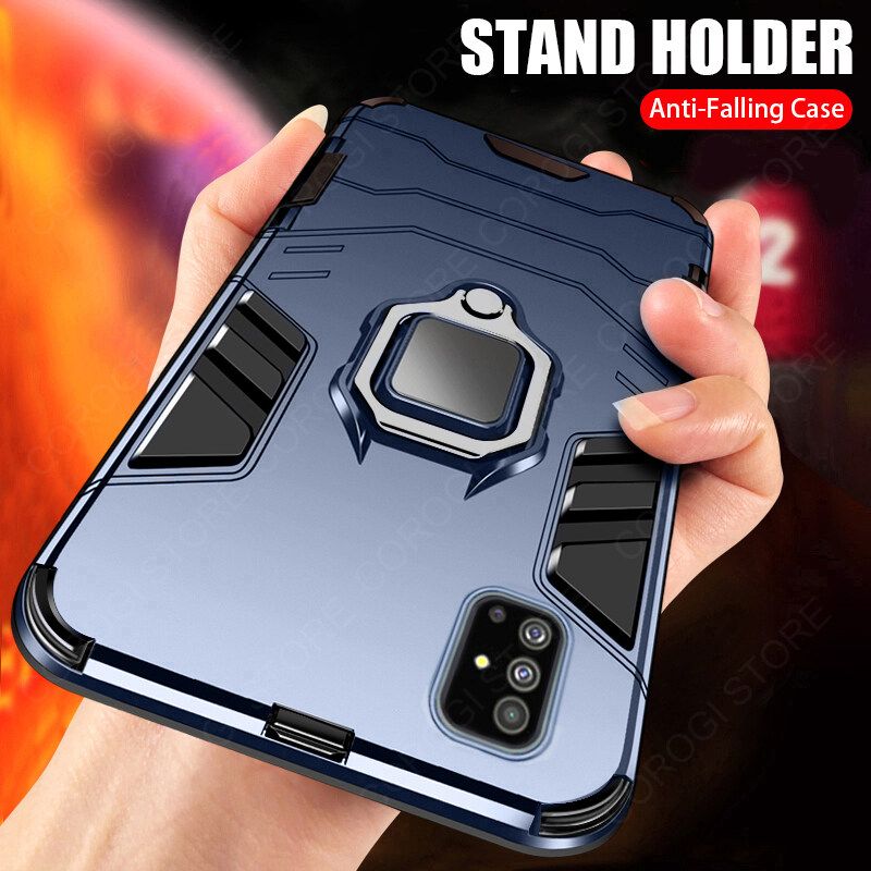 For Samsung Galaxy A51 Cover Military Grade Shockproof Armor Phone Case Metal Ring Stand Holder Magnetic Car Mount Hard Protective Back Cover
