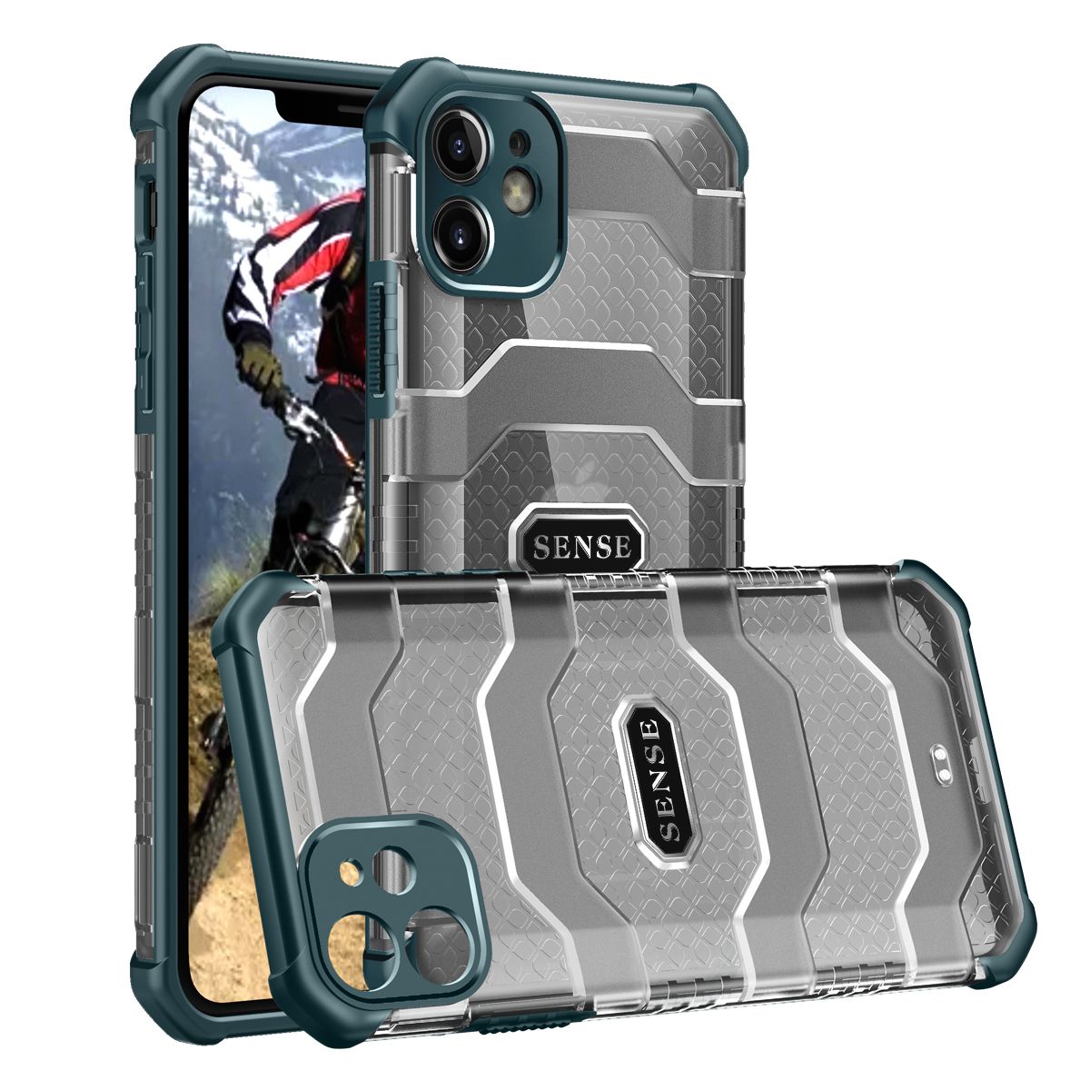 For Apple iPhone 11 2 in 1 Hybrid Translucent PC Back Reinforced Corners TPU Bumper Military Grade Drop Protection Cover