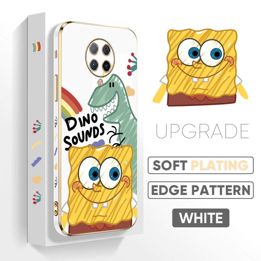 TA for Redmi K30 Pro / Xiaomi Poco F2 Pro / Pocophone F2 Pro Back Cover + Free Lanyard Sponge Dinosaur Luxury 6D Plating Case Side Pattern Soft Silicone Square Phone Cases
