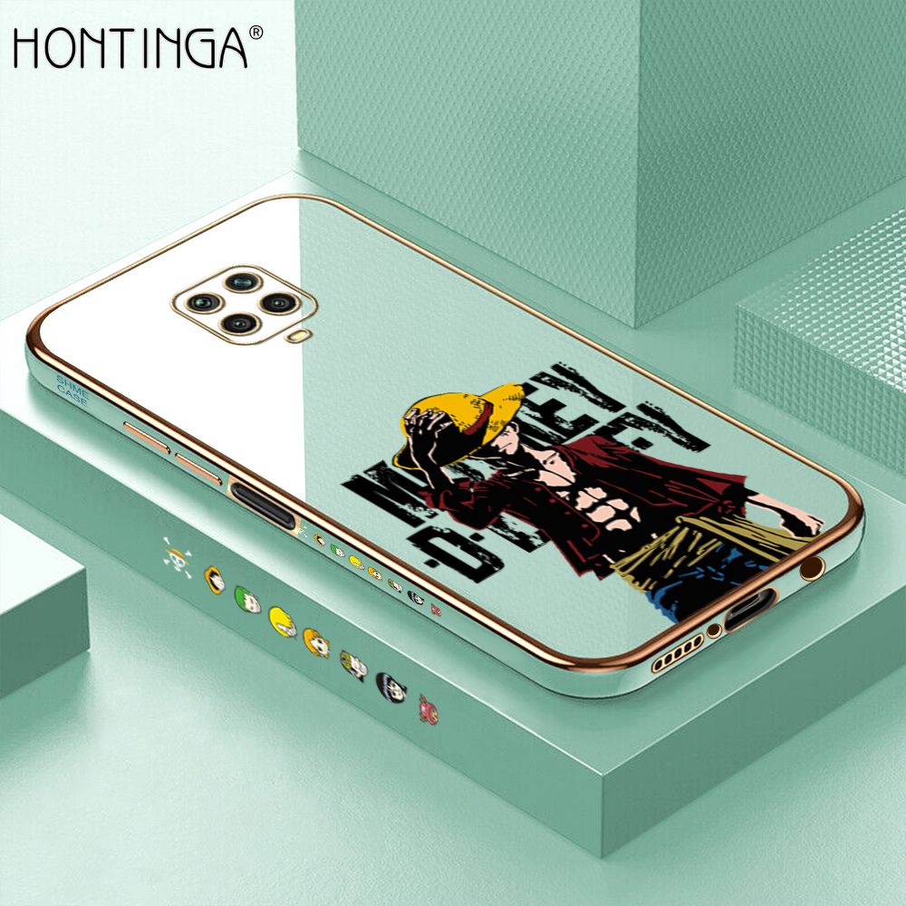 Hontinga for Xiaomi Redmi Note 9 Pro Max Case Luxury 6D Plating Handsome Luffy Side Pattern Soft Back Cover Silicone Square Phone Cases