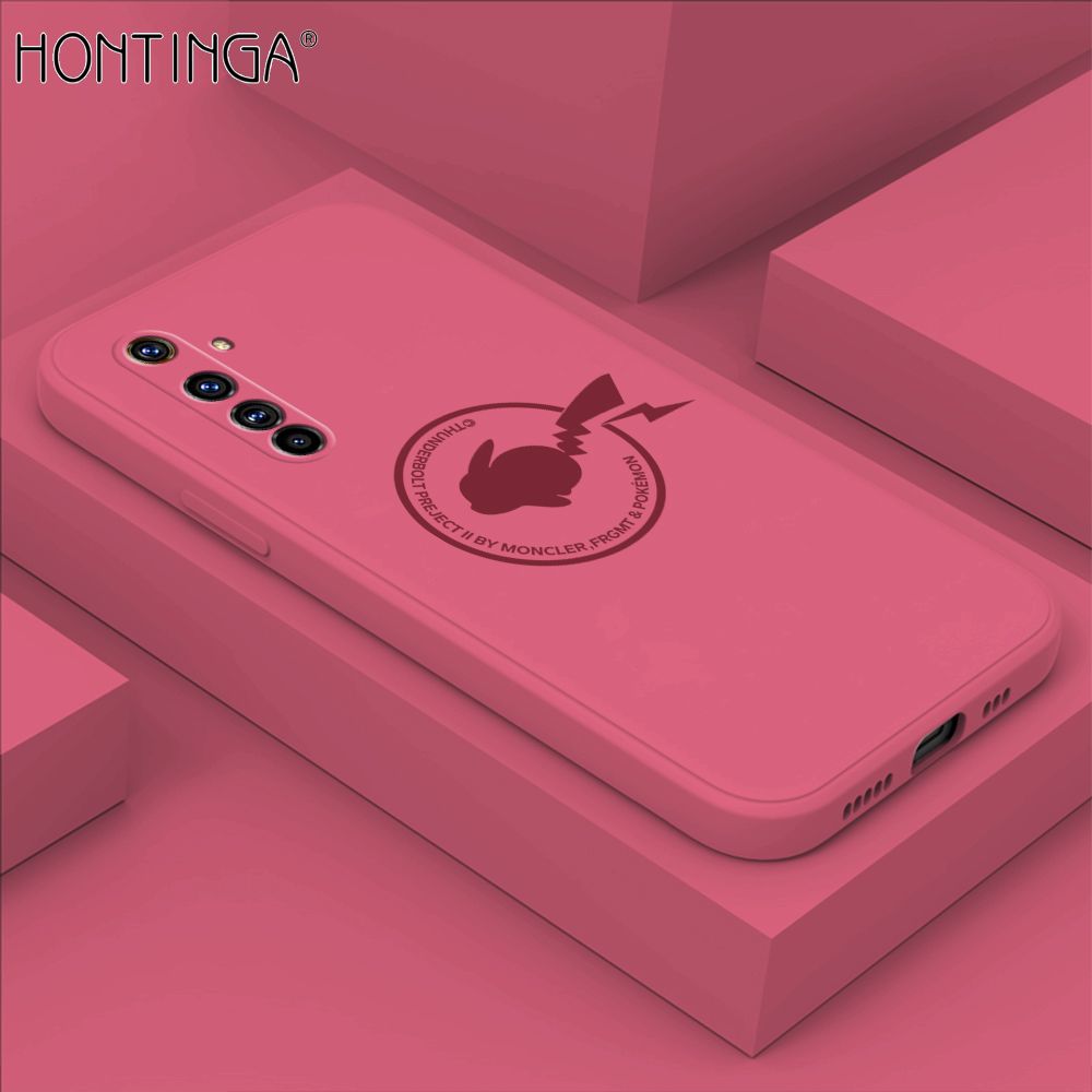 Hontinga for Realme X50 Pro 5G Case Cartoon Pikachu Pokemon Phone Case Liquid Silicone Casing Full Cover Camera Shockproof Protective Case