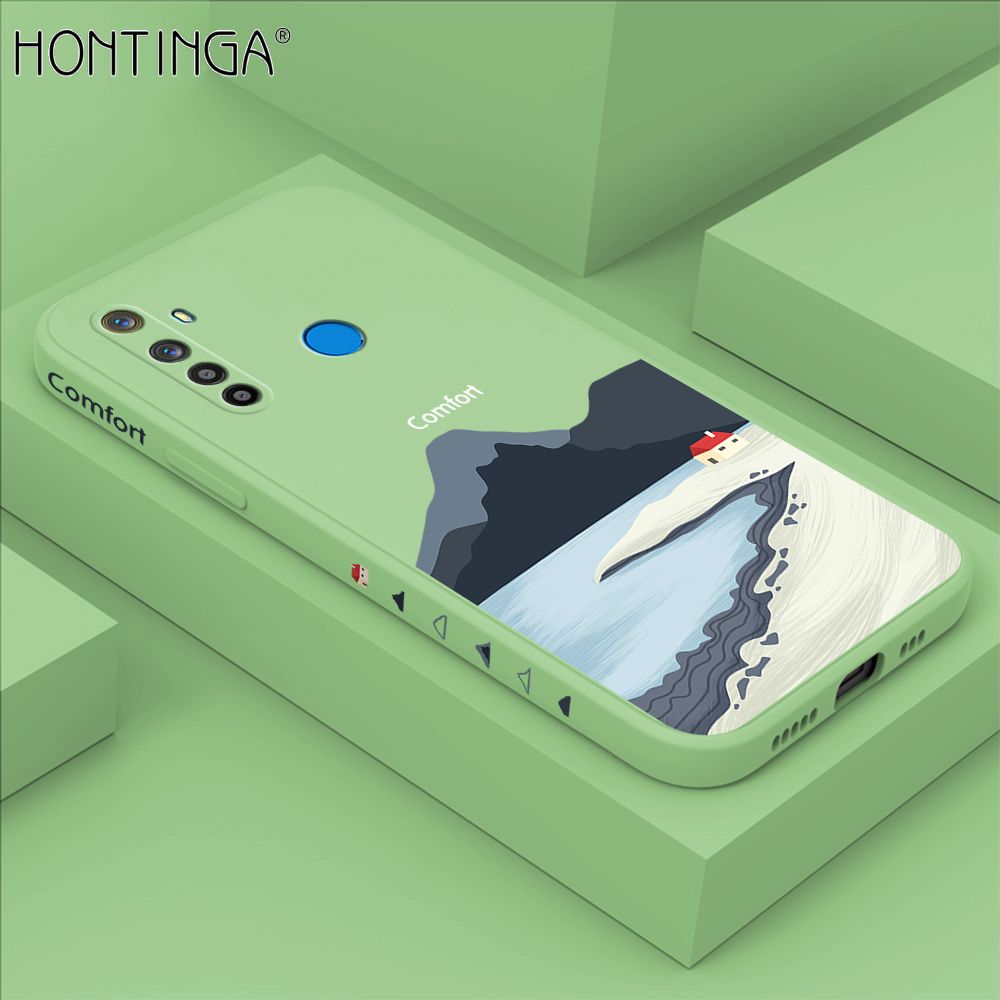 Hontinga for Realme 5 5i 5S 6i Case Side Design New Mount Back Cover Soft Square Edge Pattern Liquid Silicone Trend Phone Cases