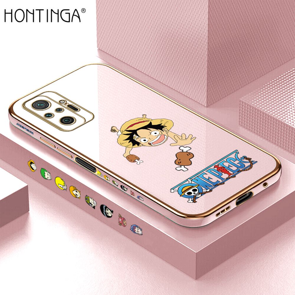 Hontinga for Redmi Note 10 Pro Back Cover + Free Lanyard Luxury 6D Plating Big Stick Meat Boy Side Pattern Case Soft Silicone Square Mobile Cover