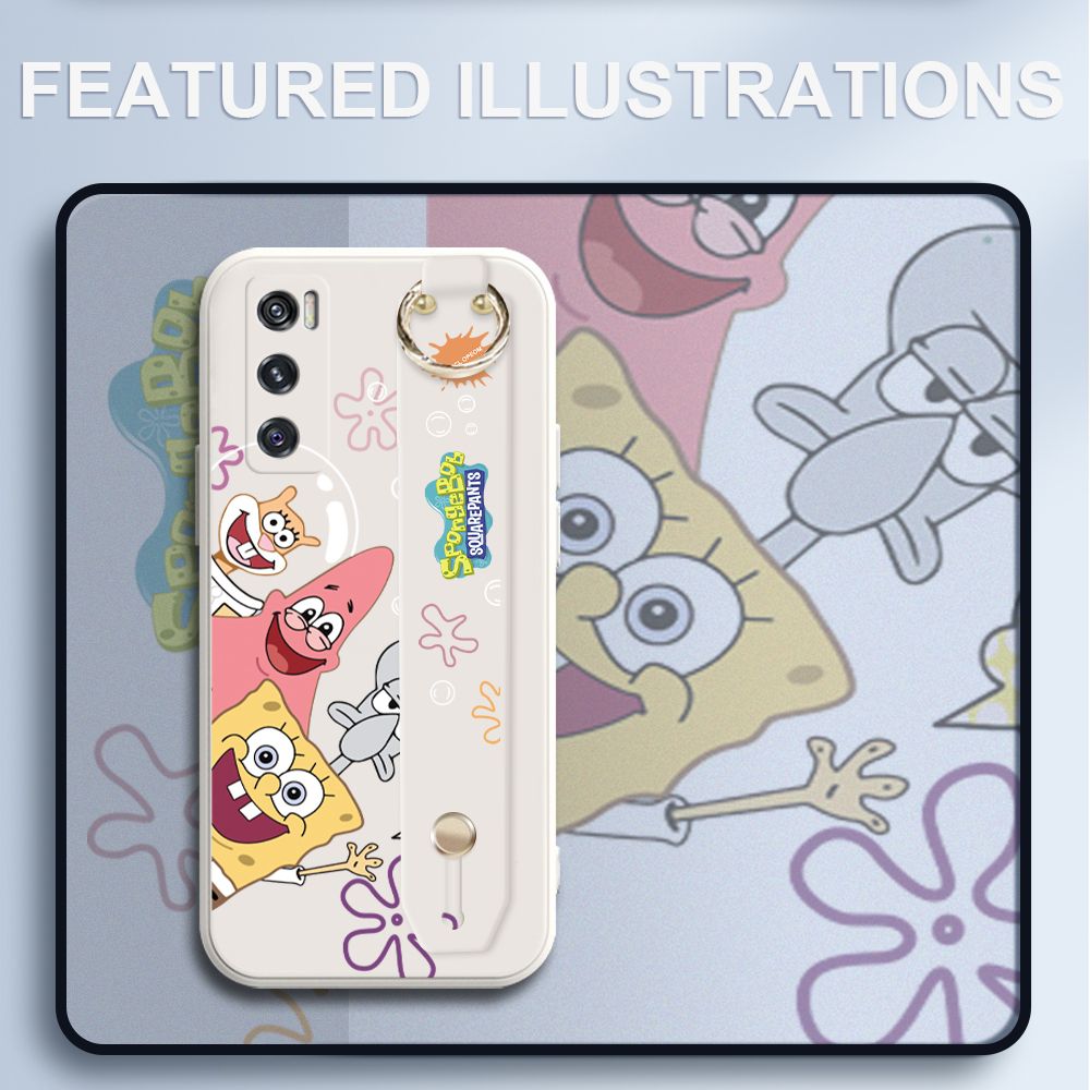 UCUC for Vivo V20 SE Wrist Strap Case Funny Cartoon Sea Creatures Cover Ultra Thin Anti Fall Liquid Silicone Phone Case