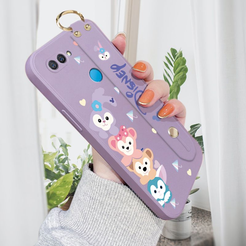 Jizetin for OPPO A12S Wrist Strap Case Creative Cartoon Cute Bunny Cover Ultra Thin Anti Fall Liquid Silicone Phone Case