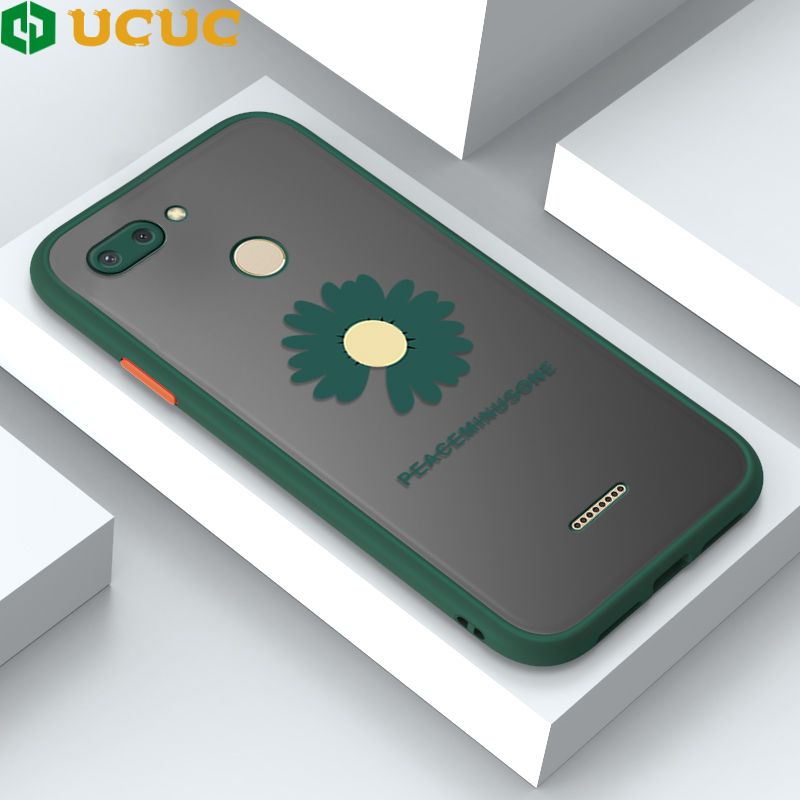 UCUC for Redmi 6 Back Cover INS Style Daisy Frosted Transparent Hard Phone Case Thin Shockproof Full Cover Camera Protect Case