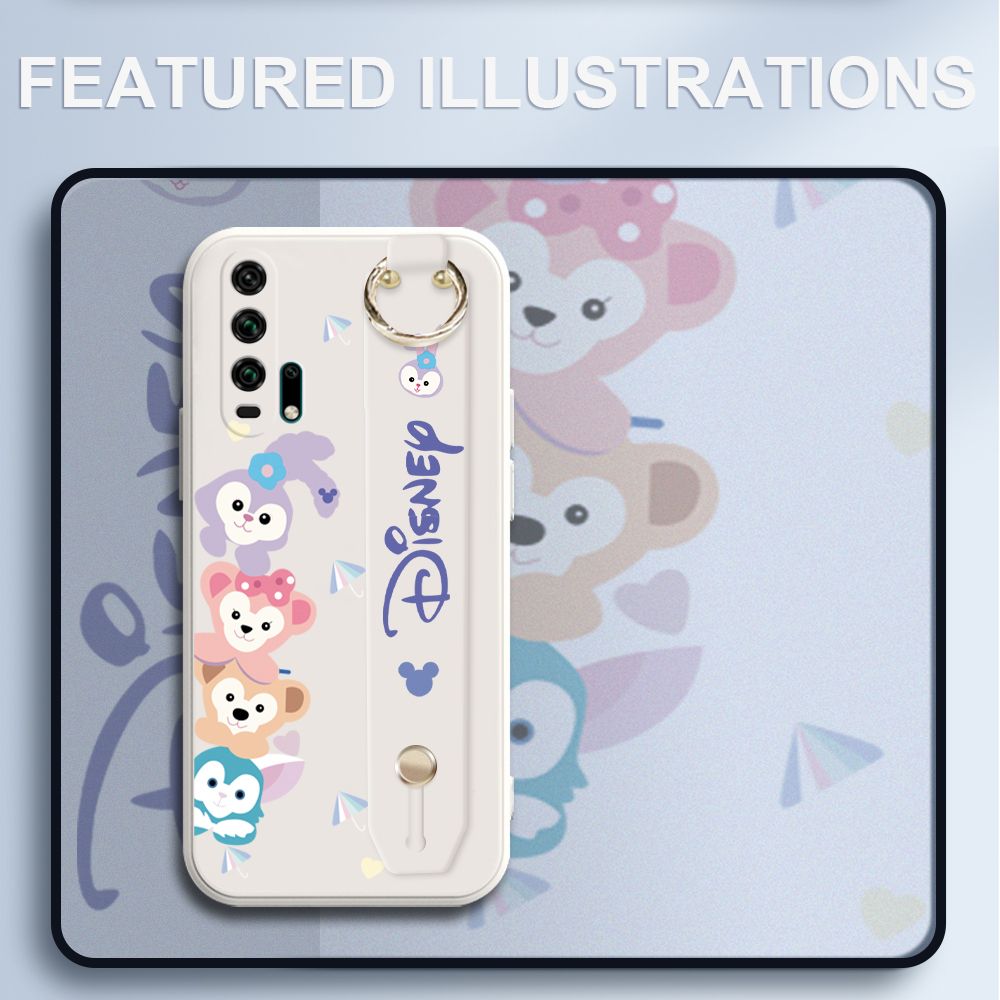 UCUC for Honor 20 Pro Wrist Strap Case Creative Cartoon Cute Bunny Cover Ultra Thin Anti Fall Liquid Silicone Phone Case