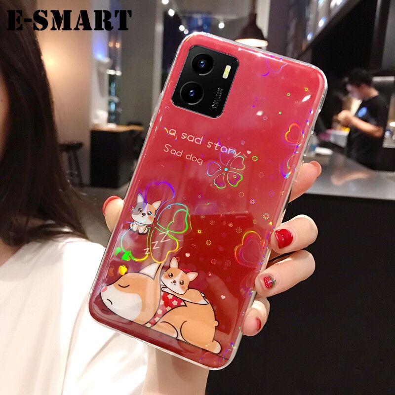 Phone Case OPPO A76 Back Cover Cute Cartoon Bear Cases Soft Silicone Colorful Cherry Blossoms for OPPO A76 Case
