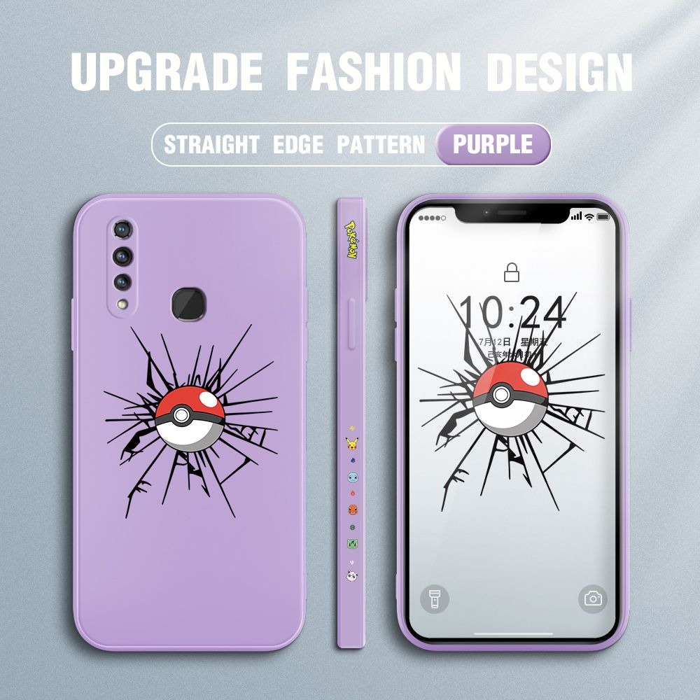 Jizetin for Vivo Z1 Pro Case Cartoon Pokémon Pocket Monster Design Side Design Phone Case Square Edge Pattern Liquid Silicone Cases Full Cover Camera Shockproof Protective Case