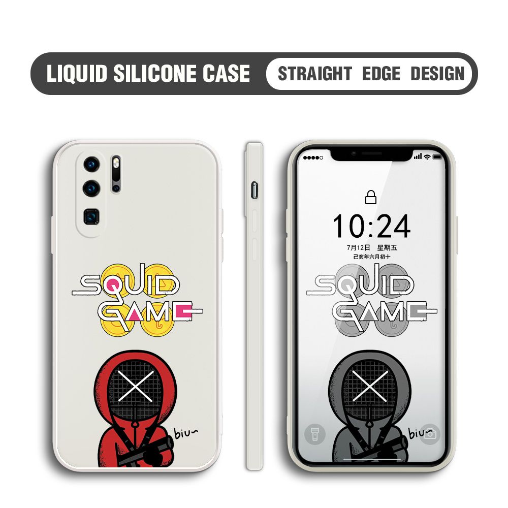 Jizetin for Huawei P30 Pro Case Fashion Cartoon Judge Role Phone Cover Square Liquid Silicone Trend Phone Case