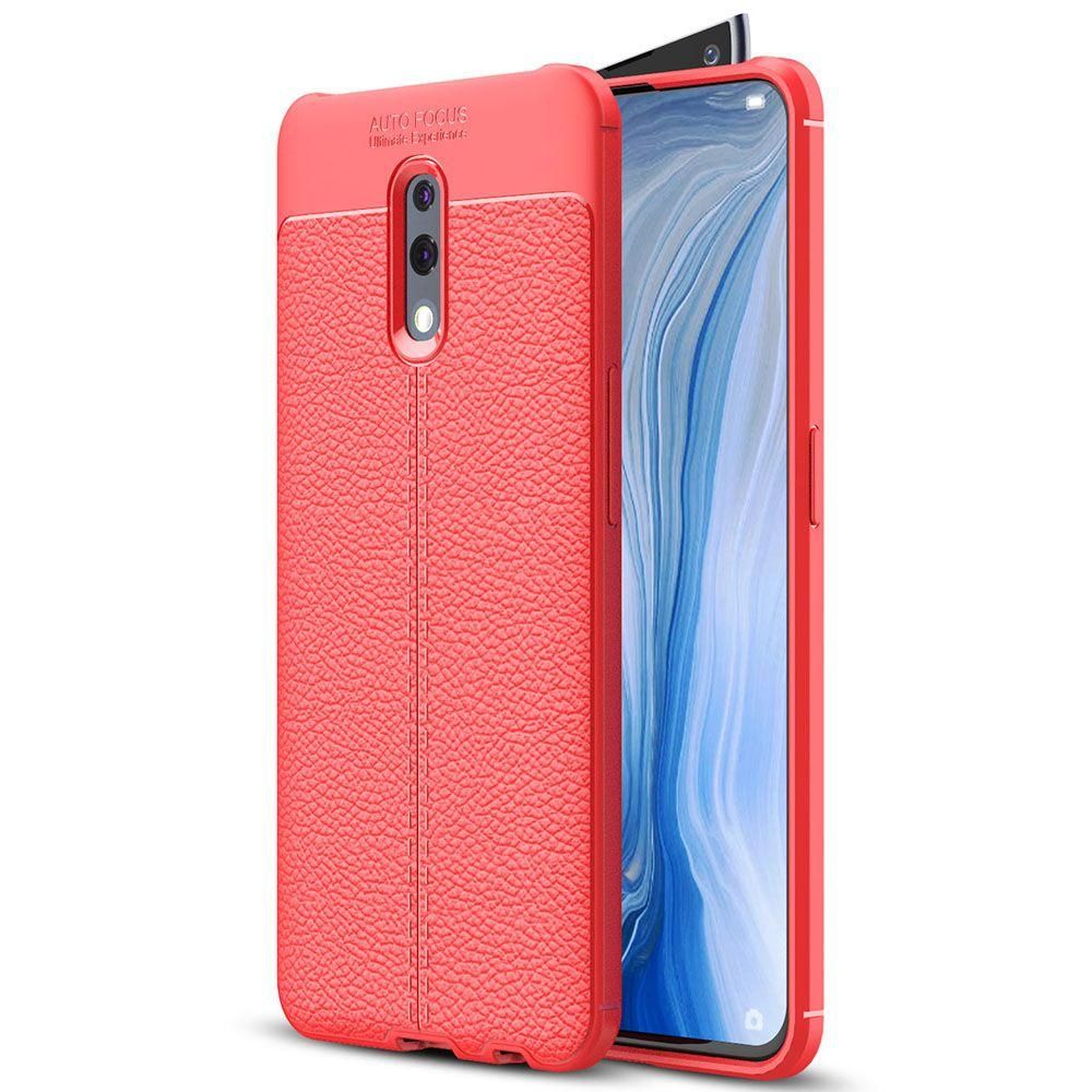 For OPPO Reno Litchi Skin Anti-slip Resilient TPU Armor Ultimate Protection Case Cover