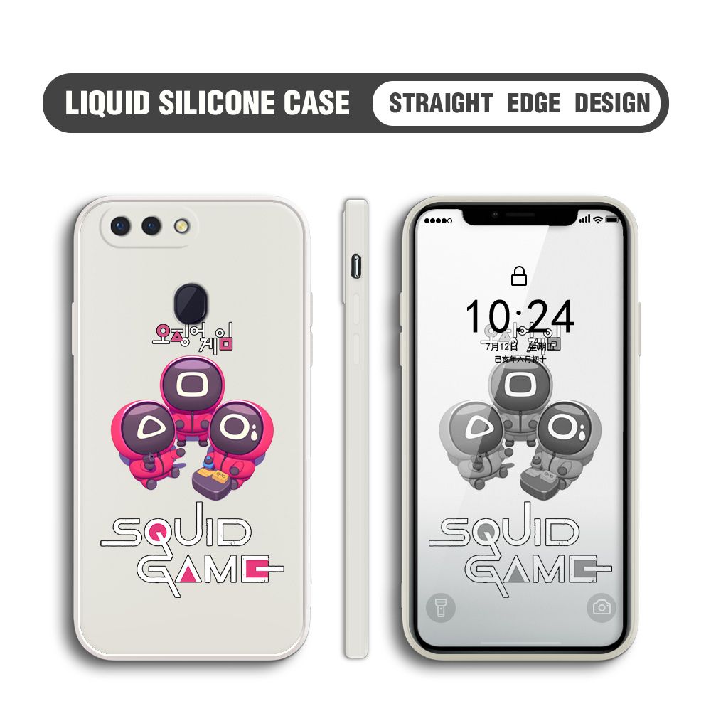 UCUC for OPPO R15 Pro Case Cute Cartoon Cute Squid Character Phone Cover Square Liquid Silicone Shockproof Phone Protective Case