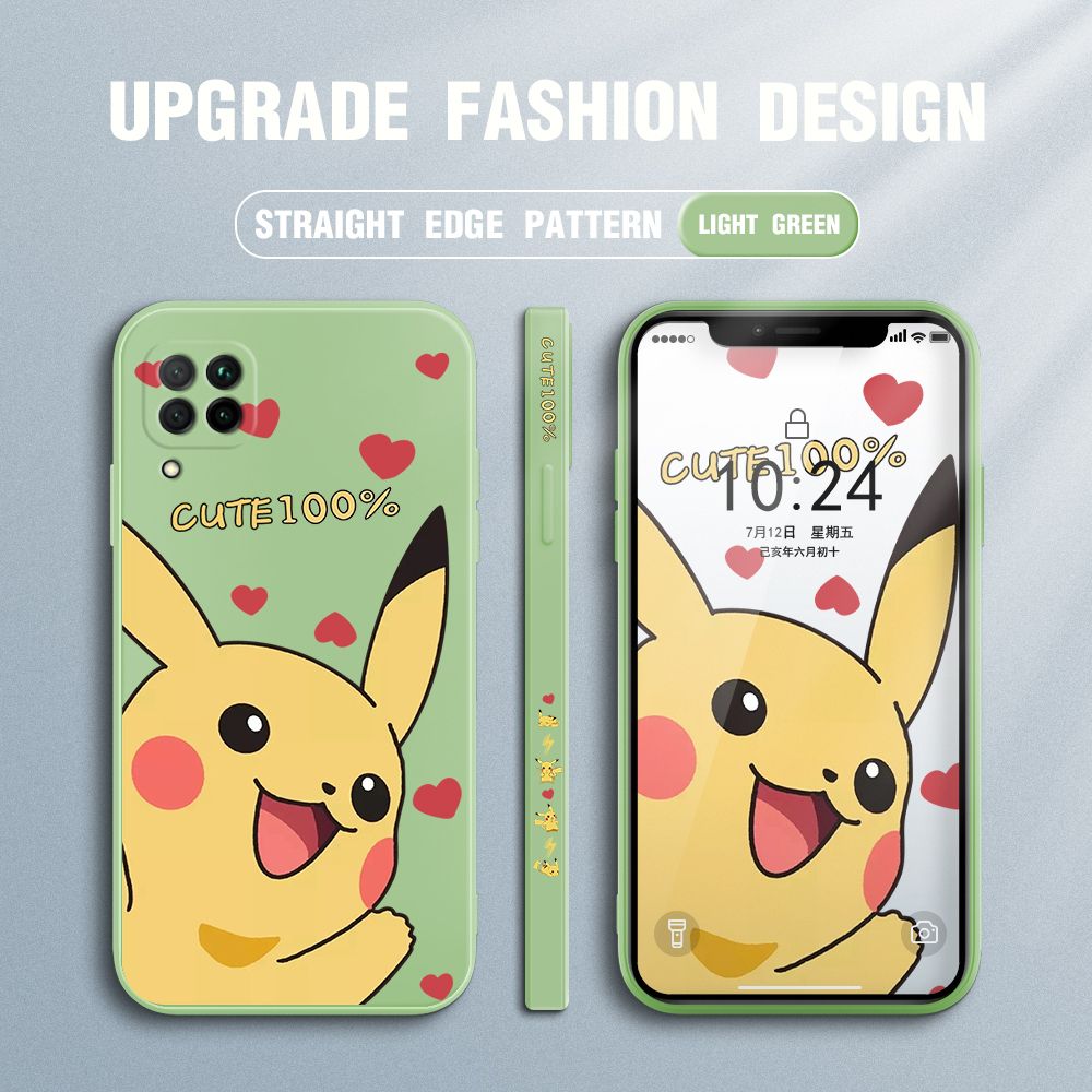 FHKL for Huawei Nova 7I Back Cover Cartoon Pikachu Side design Soft Case Multicolor Liquid Silicone Phone Cases