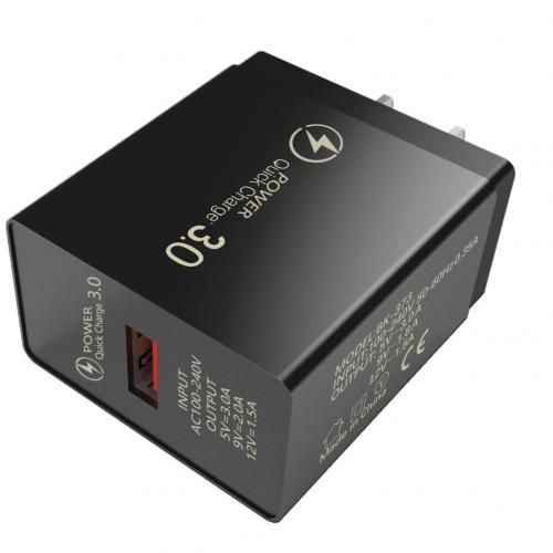 Portable 18W QC3.0 Fast Charging Adapter Single USB Phone Wall Charger Adapter