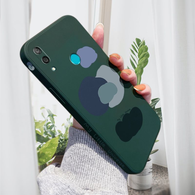 AMORVOR for Huawei Y7 2019 Back Cover Color Mixture Clouds Side design Soft Case Liquid Silicone Phone Cases