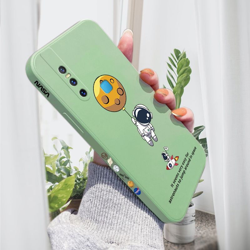 AMORVOR for Vivo V15 Back Cover Cartoon Astronautn Side design Soft Case Liquid Silicone Phone Cases