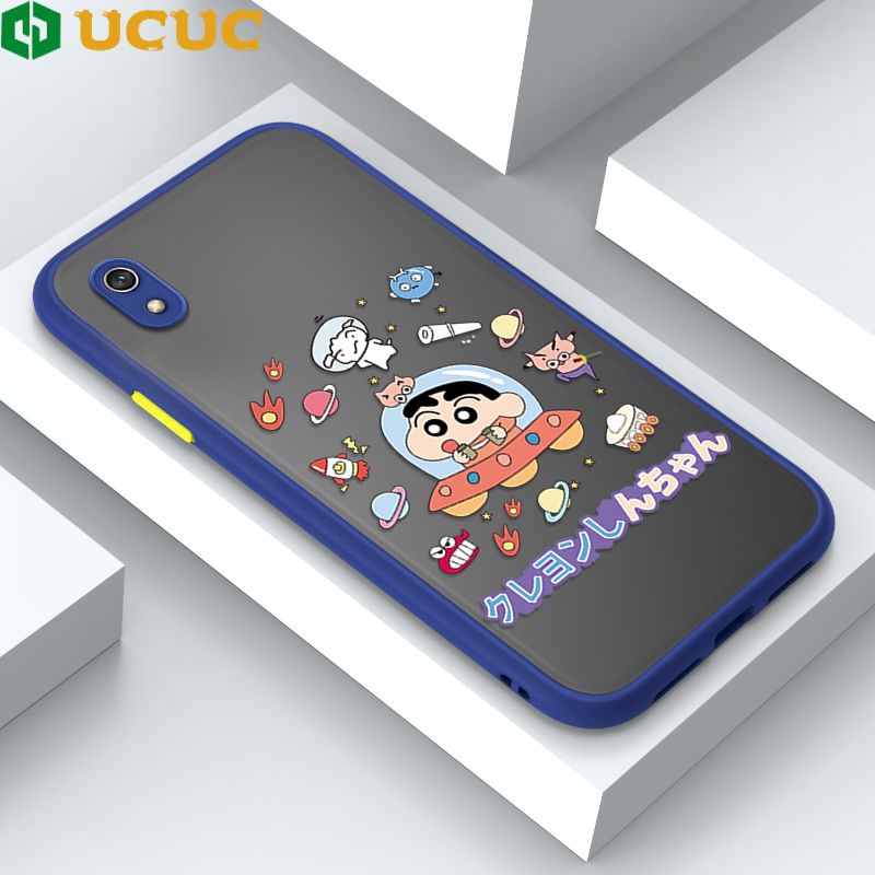 UCUC for Redmi 7A Back Cover Spaceship Shinchan Frosted Transparent Hard Phone Case Thin Shockproof Full Cover Camera Protect Case